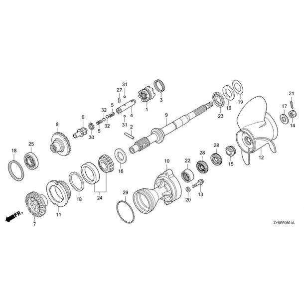 07 Propelaksel og propel (modsat rotation)