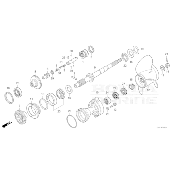 08 Propelaksel &amp; propel (modsat rotation)