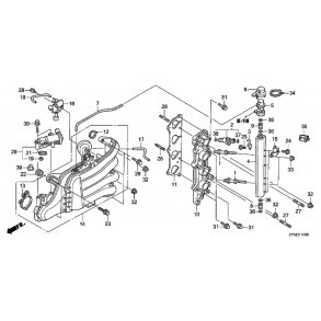 13 Indsugningsmanifold og dyser