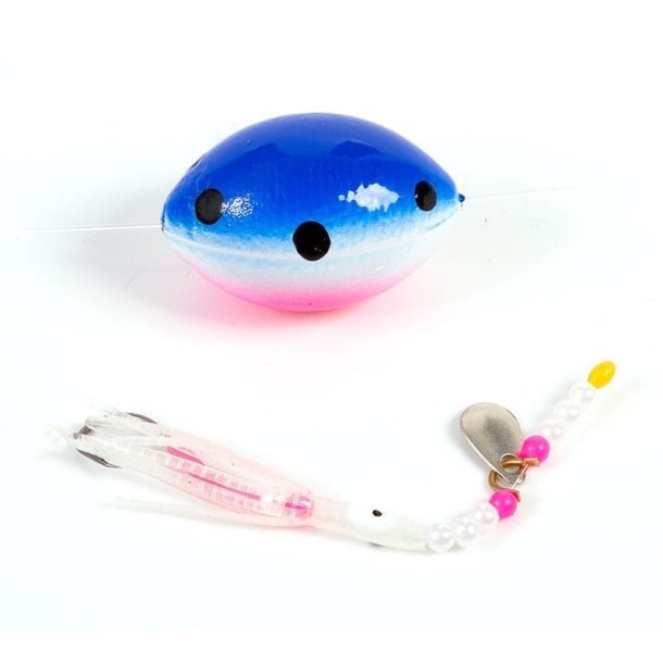 Floating 2-hook Flatfish Rig with boom Blue/White/Pink