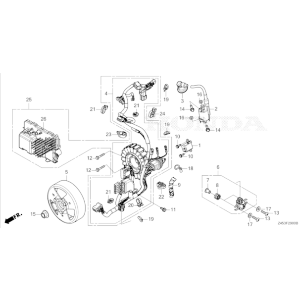 17 T�ndspole, rotor og stator