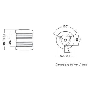 Aquasignal 25 med fod 360gr 12V Rd
