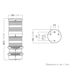 Aquasignal 40 blitz/3farvet Sort 12V snapkobl.