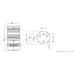 Aquasignal 40 blitz Sort 12V snapkobl.
