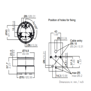 Aquasignal 34 360/RD Sort 12/24V