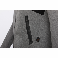 Tec-Foam Zip Hoodie, Dark Grey Melange