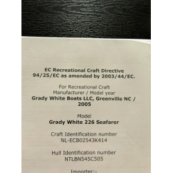 GRADY WHITE 226 SEAFARER WALKAROUND  M/ 250 HK honda - v6 