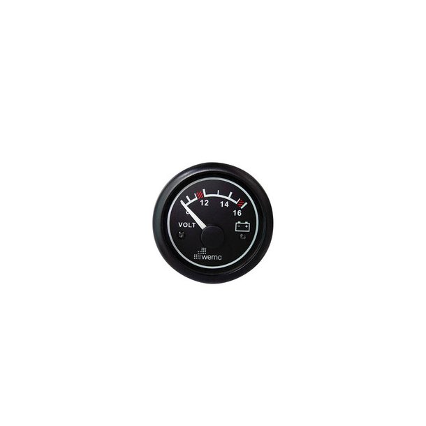 Wema Voltmeter 8-16 Volt DC Sort