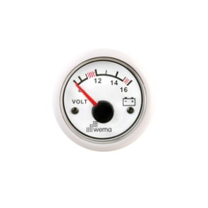 Wema Voltmeter 8-16 Volt DC Hvidt