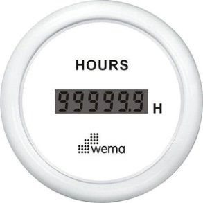 Wema Timet�ller LCD 12/24 Volt Hvidt