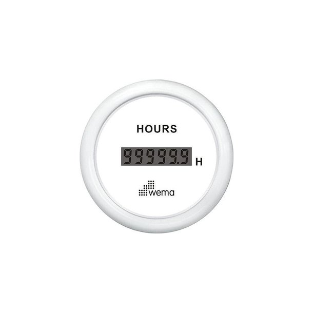Wema Timetller LCD 12/24 Volt Hvidt