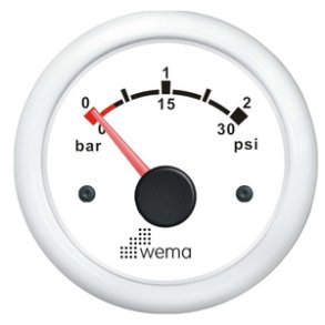 WemaTurbotryk instrument 0-2 bar Hvidt